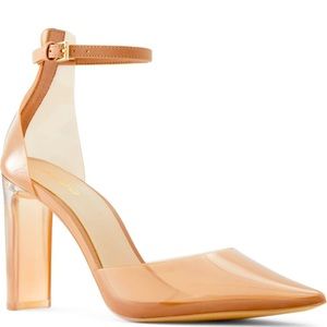 ALDO Deedee heels. Nude, transparent. Size 8. Worn only once.